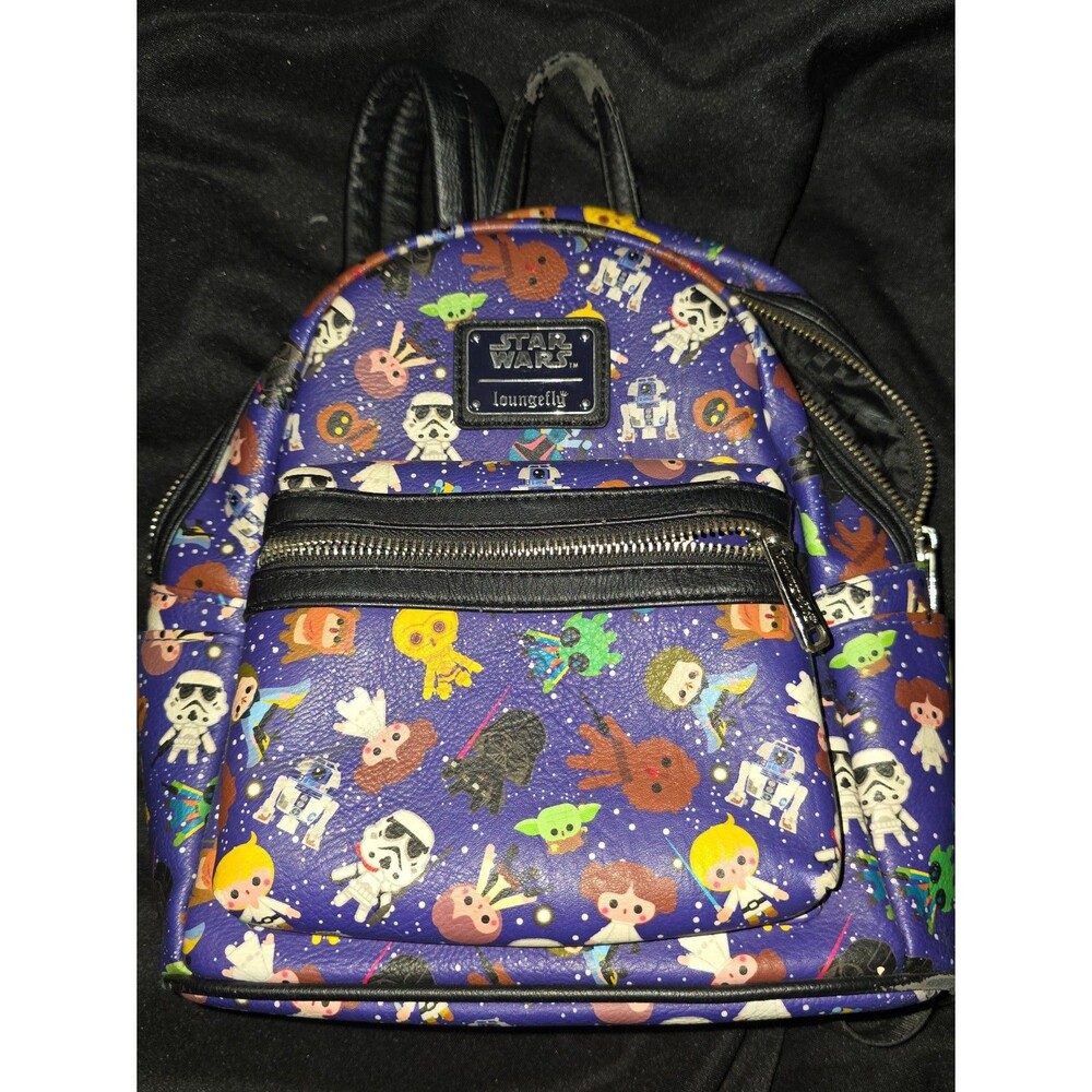 Disney Star Wars Chibi character print Loungefly Mini Backpack bookbag bag tote!